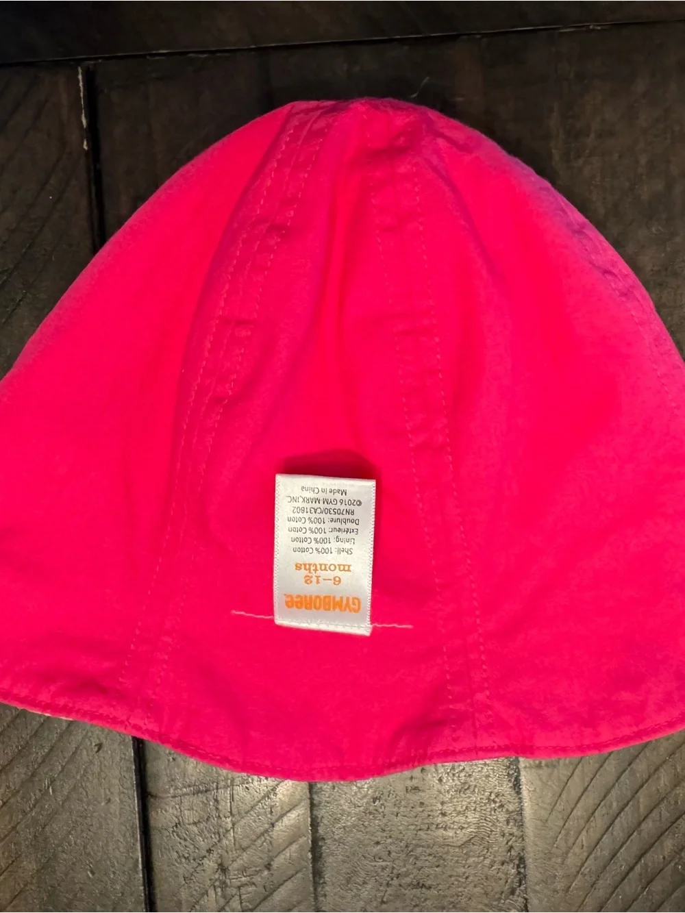 Gymboree Pink Sun Hat with Green & White Fish Print. Size 6-12 months.